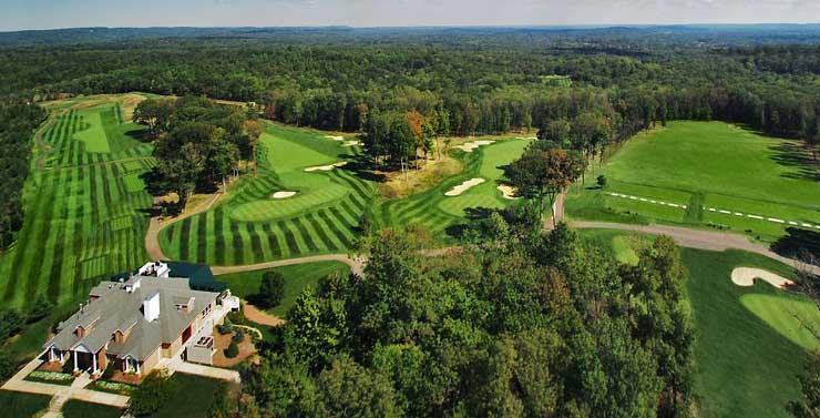 Golf Foursome at the New Jersey National Golf Club A premier private golf club nestled in the lush meadows of the Watchung Mountains in Basking Ridge, New