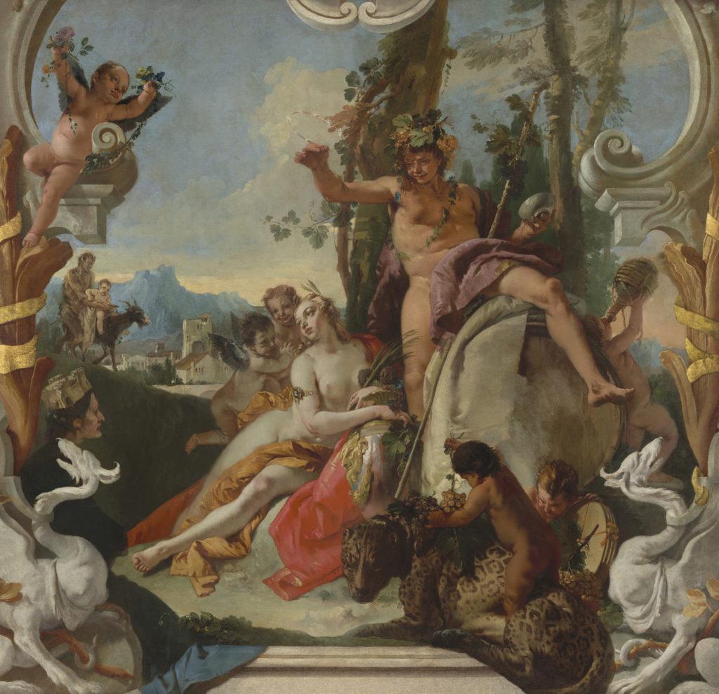 in the bottom right corner that are underneath the final composition, Gowen Murray said, noting that this may indicate that Bacchus and Ariadne might have been the first of the series, and [Tiepolo]