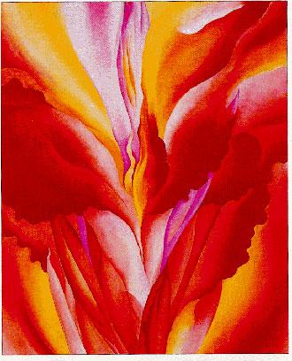 Red Canna 1923 Georgia O Keeffe is best known for her paintings of flowers. She would focus in on a small part of the flower and then enlarge it to fit a big canvas.