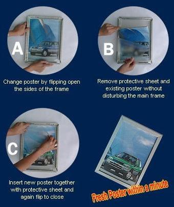 Snap Frames for Displaying Posters Snapframes are designed for quick and hassle free changeover of posters.