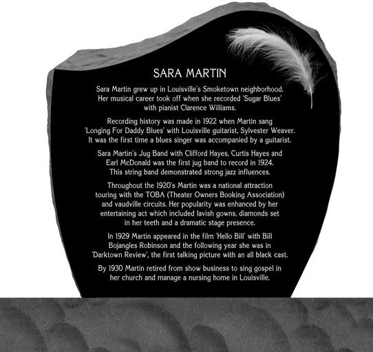 Band Jubilee to honor her musical legacy with an attractive headstone. Sarah Martin's career peaked during the mid-1920s when she recorded over 100 songs between 1922 in 1928.