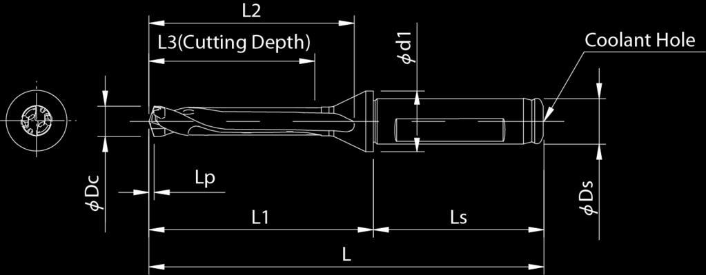 Magic Drill DRC Flanged Shank (3xD) Toolholder Identification System Magic Drill DRC Lp indicates distance from drill point to corner edge See 38-40 SF-DRC (Cutting Depth : 3xD) Toolholder Dimensions
