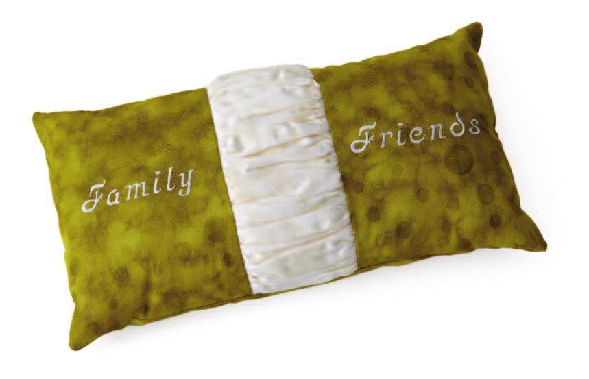 Tip: Create a commemorative wedding pillow by stitching the bride and groom s names on each panel.
