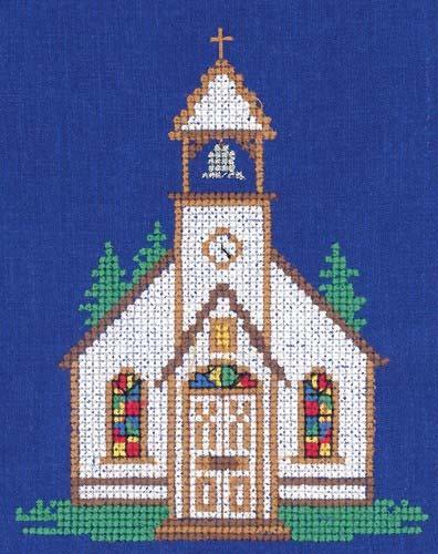 Church with Stained Glass #6624 14 ct 108 x 134mm (4.25 x 5.24 ) #6625 16 ct 90 x 111mm (3.54 x 4.37 ) #6626 18 ct 84 x 104mm (3.31 x 4.