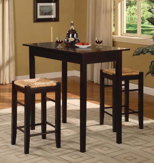 CASUAL DINING Tavern Three Piece Counter Set Rush Seat Wood Top