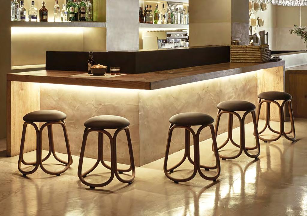 Gres Expormim Barstool with structure made of peeled and tinted natural rattan 26 mm/1.02 in diameter.