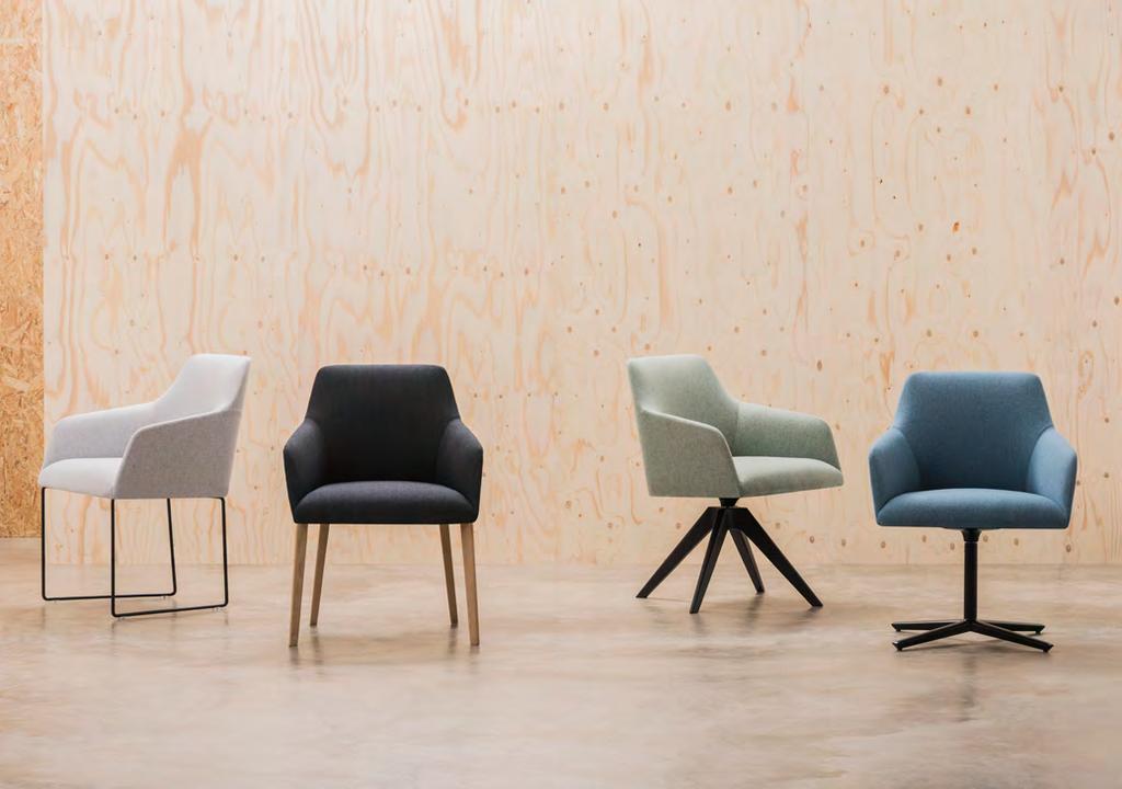 Alya Andreu World Alya is a collection of fully upholstered lounge chairs with solid wood or metal bases. Its serene silhouette embraces the body, inviting you to relax into its form.