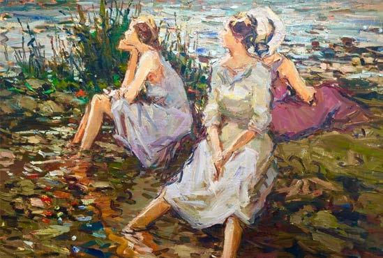 ADRIAAN BOSHOFF Ladies at the Pond,