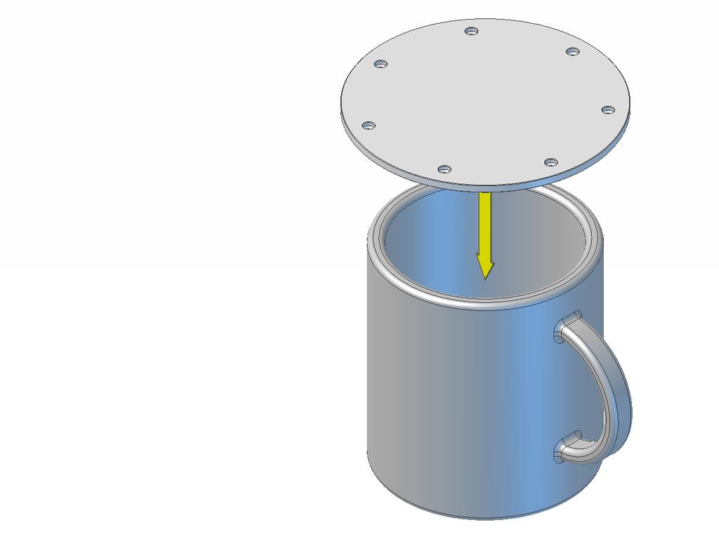 Place the top plate over the top of a coffee mug, with the top side upwards.