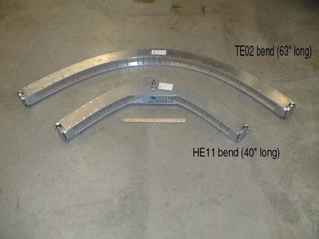90-Degree TE 02 and HE 11 Corrugated Bends TE 02 bend has cosine