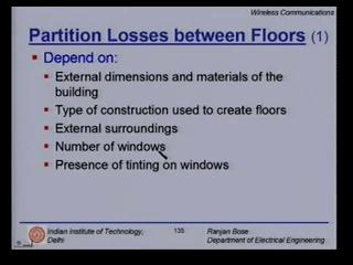 (Refer Slide Time: 00:45:46 min) Continuing with partition losses between floors, it depends on the external dimensions and