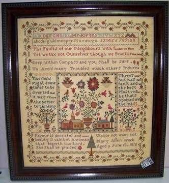 And here are photographs taken of Linda's very beautiful French alphabet sampler as it emerged from