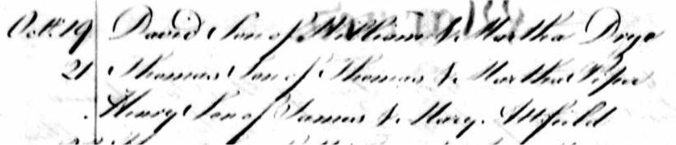 - The will of James Attfield at Farnham in 1813 mentions 3 children: John, Henry & Jemima (in that order, i.e. probably from eldest to youngest).
