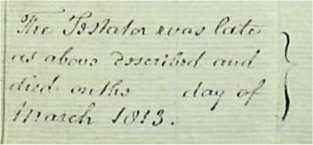 Death, Burial, Will - James 1 died 20 Feb 1813 and was buried 25 Feb 1813 at Chertsey, aged 39 (see grave inscription and burial record).