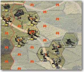 Both units could suffer casualties, and the recon is attacked by the support fire of the enemy artillery.