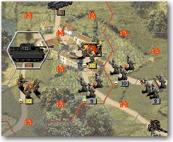 The enemy artillery was destroyed by an overrun by the tank; after that I fired at the infantry in the VH with my two artilleries and later with the tank (you can move one unit, unselect it, do some