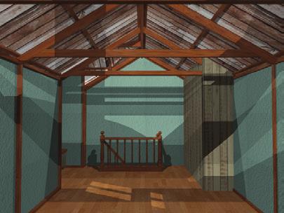READY FOR THIS (Television Drama) PLANS Designer Felicity Abbott ATTIC SET (Built on location, inside a room) Plans, previsuals & finished set Rendered wall with uprights (see