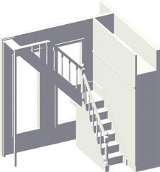 READY FOR THIS (Television Drama) Designer Felicity Abbott Circular capping plate (See reference) Boxed in Lining board panelling finish 1550 STAIRWELL Construction drawings Angled Balustrade Same