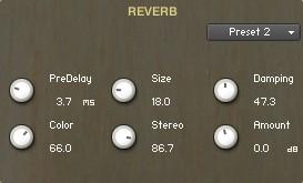 Reverb: The Predelay knob introduces a short amount of delay before the reverb takes effect. Increase this parameter to simulate larger rooms, decrease it for smaller rooms.