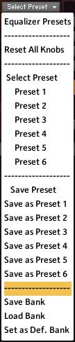 About the Presets There are a total of 9 Preset drop-down Menus. On the Instrument Panel: Articulation Presets.