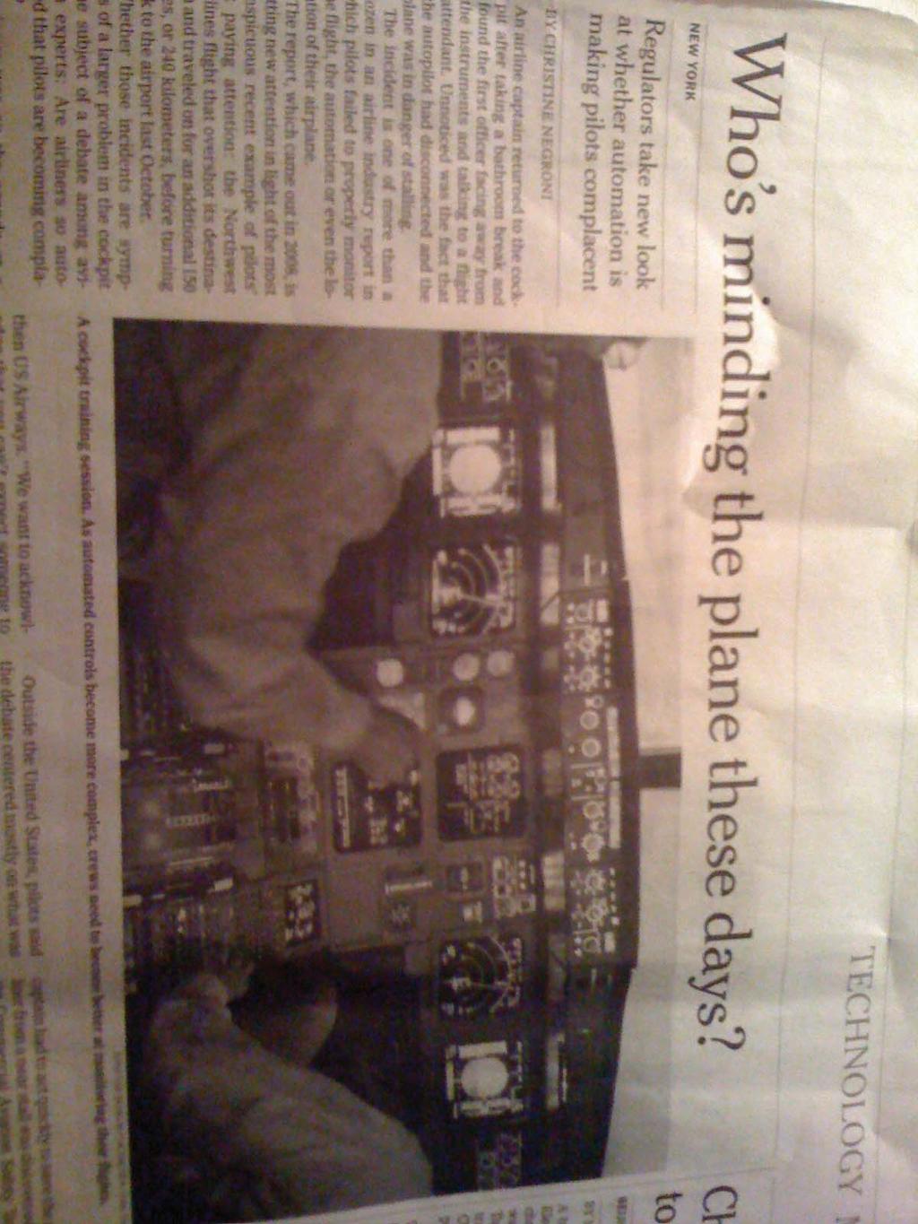 an interesting article in yesterday s New York Times Pilots missed destination by km!