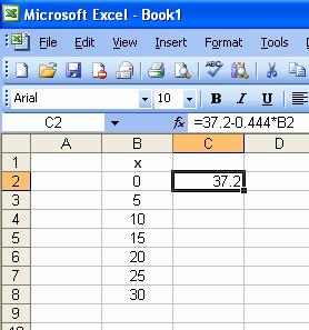GES 131 Making Plots with Excel 2 / 6 o label this column of cells as x.