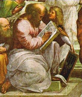 Michelangelo as model) Figure on far left bald and bearded,