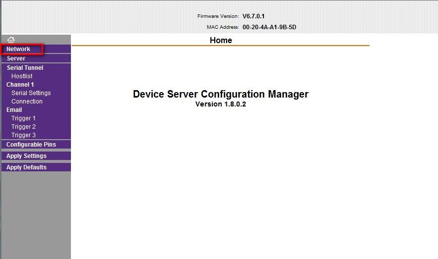 5 - Device Server Configuration Manager Screen On the main