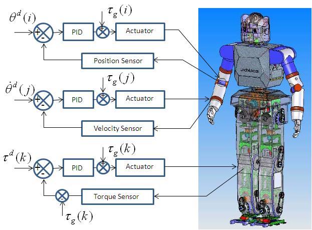 For a humanoid robot, the coordinated control of the motions at the joints will give rise to a complex behavior.