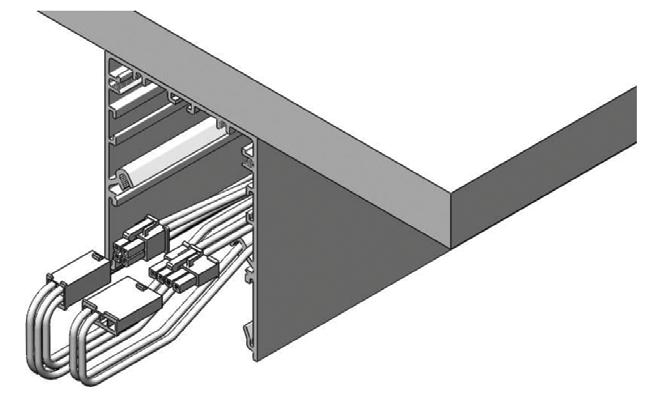 Conduit to one of four connection holes or inside 2x4 J-Box on back of the fixture. ø.875(4) 2. Plug unused feed holes. Mount First Fixture to Ceiling 1.