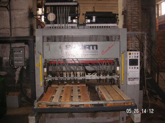 PRODUCTION LINE 1 PALLET/MINUTE HYDRAULIC NAILING MACHINERY MOD. GSI 150 AL 2 WITH TRANSPORT UNIT, MANUF. STORTI, ITALY, 2007.