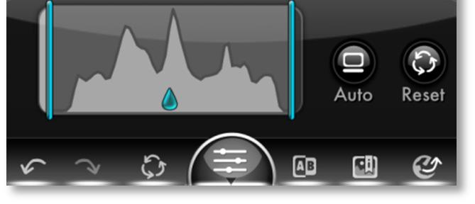 tap on the screen to zoom in Levels Adjustment Tapping the Histogram option reveals