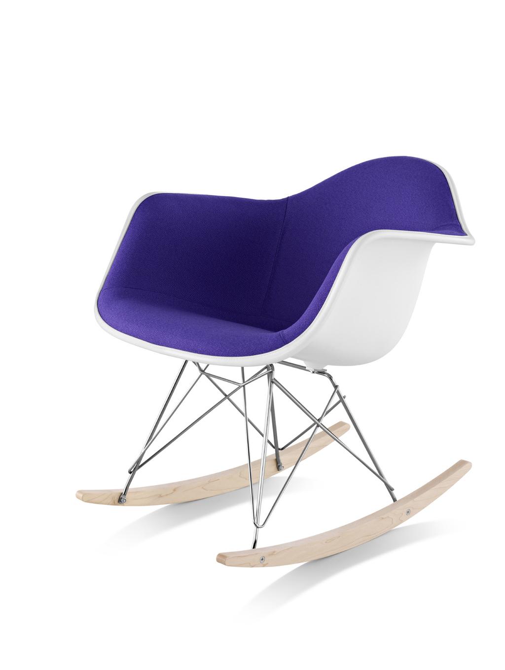 Eames Upholstered Molded Plastic Armchair Rocker Base 13% recycled content; 86% recyclable Charles Eames said The role of the designer is that of a very good, thoughtful host anticipating the needs