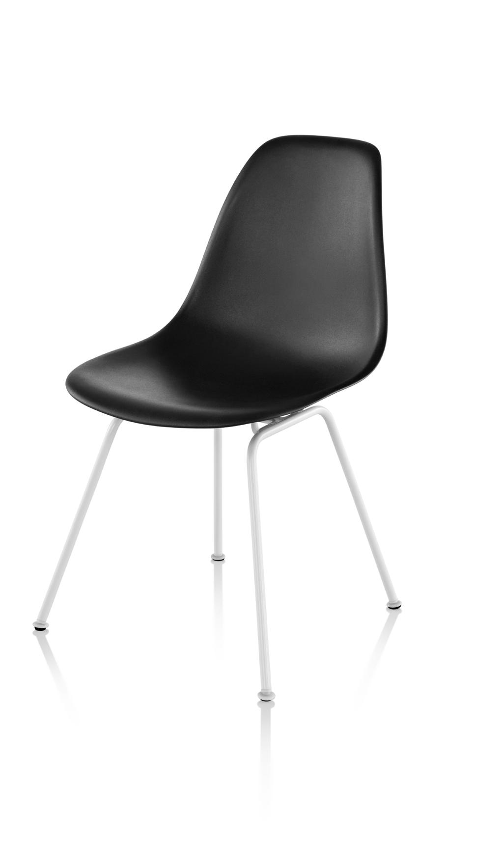 Eames Molded Plastic Side Chair 4-Leg Base 19% recycled content; 100% recyclable Exemplifying the designers mantra of the best for the most for the least, molded plastic side chair is as