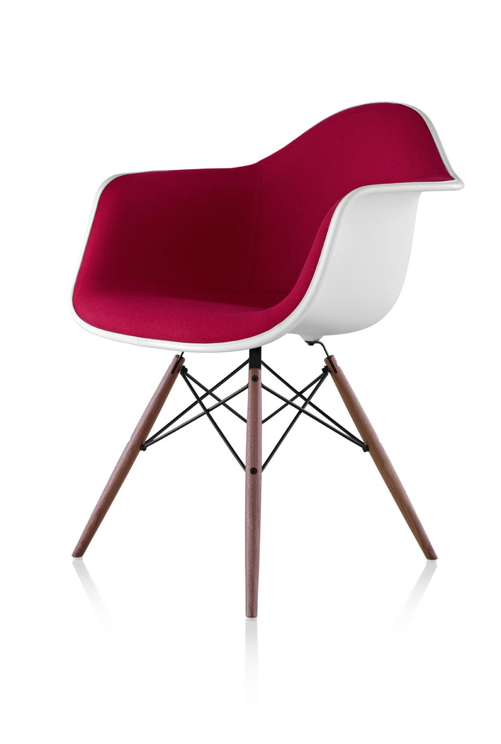 Eames Upholstered Molded Plastic Armchair Dowel Base 9% recycled content; 85% recyclable This enduring chair, originally designed in 1948 by, epitomizes the designers mantra of the best