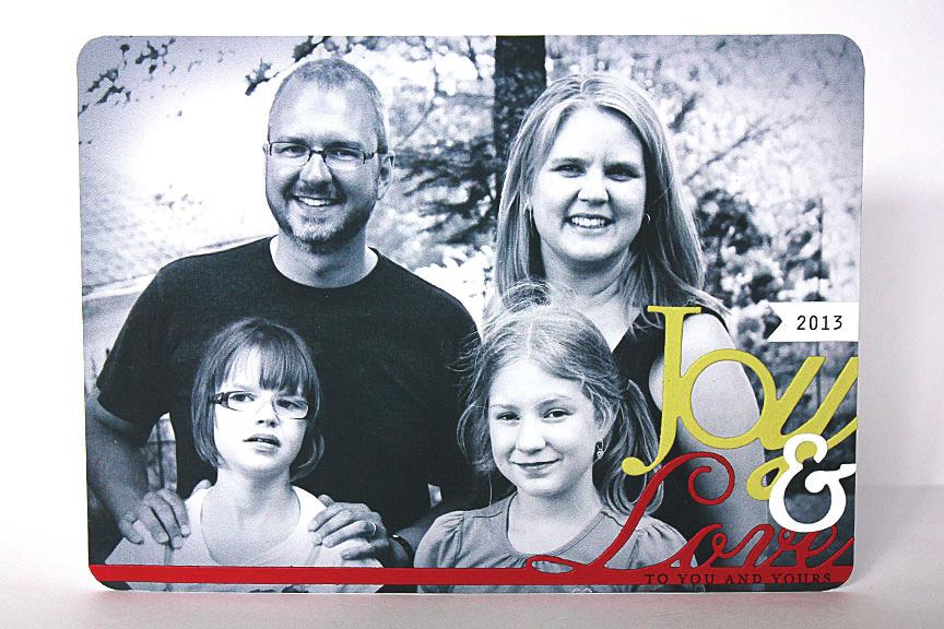 heather n i c h o l s Stamps: Instant Photo: Holidays, Library Ledger Year Additions Ink: Smokey Shadow Dies: One Liners, Wonderful Words: Joy, Grand Ampersands Cardstock: Pure Poppy (1 1/2" x 7