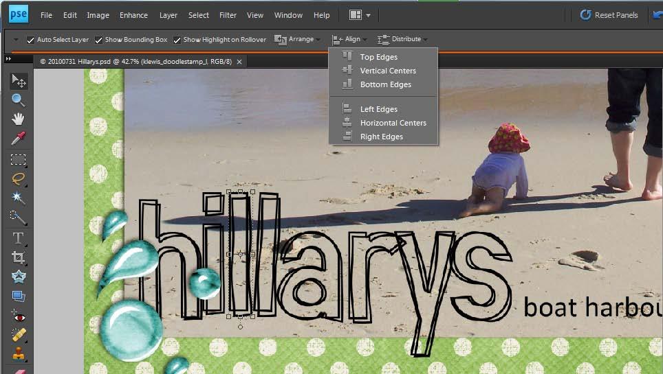 You can also just use the text tool to create a title. To add texture, clip a paper to the text using Ctrl+G.