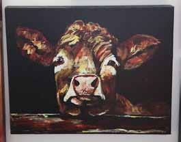 Canvas Wall Plaque w/ Cow