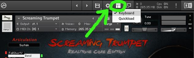 Keyboard Layout To activate the virtual keyboard at the bottom of your Kontakt interface (if it isn t already appearing), then if you have a newer version (5.