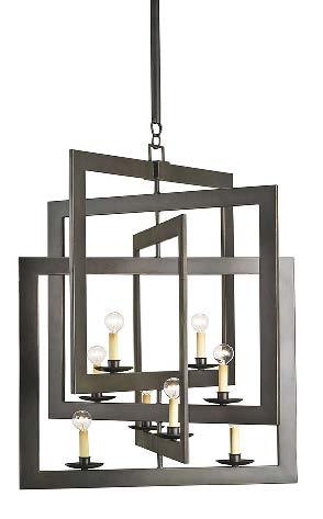Great Room DF-4 Middleton Chandelier Curry & Company #9927 39"H x 28"D x 28"W Bronze Gold (8) 60 watts **Mounting Height to be 9'-6" AFF to bottom of fixture **Mounting Height to be 10'-10" AFF to