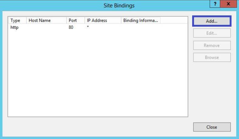 Expand the Sites node and select the web site to be secured with SSL. 3. From the Actions pane on the right, click Bindings. 4. In the Site Bindings dialog box, click Add. 5.