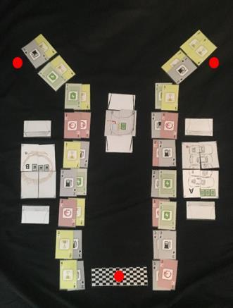 THE TUNNEL 4 Players 9 Rows x 2 Columns (2 cards in each row) 2 Laps Cars go in the middle of the two Tracks at first, and may take their