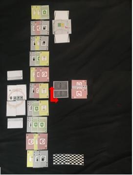 THE DETOUR 2 Players *12 Rows 2 Laps Cars may go straight, driving on top of the face down cards (grey in the photo), or take the detour, in which case the next row is around the corner.