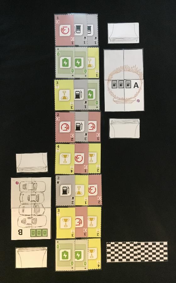 Set Up 2 Player Track (10 Rows, 3 Cards Per Row) 1.