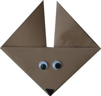 Classroom Activities Make Gerard Fox Materials 1. One square piece of brown construction paper 2. Black marker 3. 2 x Wiggly eyes 4. Glue Instructions 1) Fold the paper diagonally.