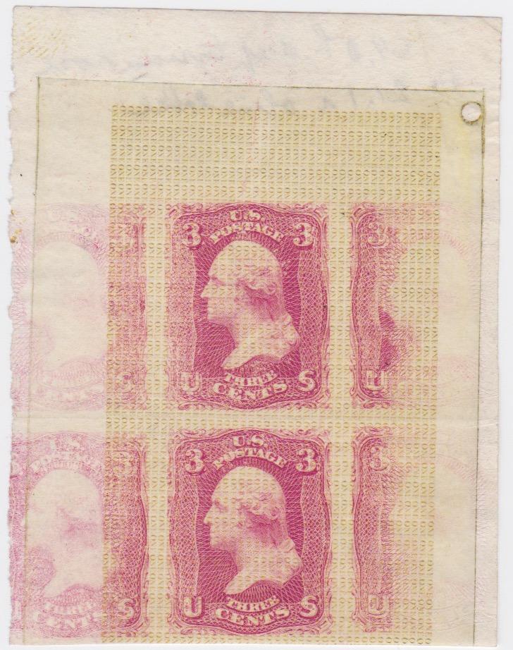 There are large margins above and below the first and fourth rows; and two columns of under-inked stamps on either side of the one Figure 2: The characteristics of the ONE overprint A rough miniature