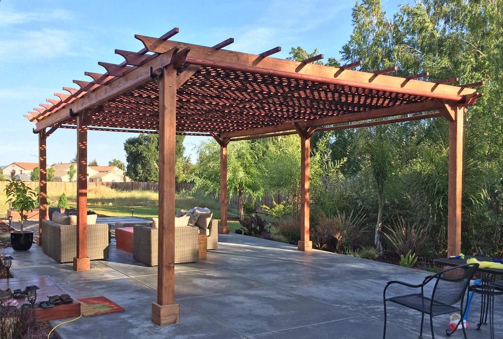 4. The Lattice Roof: Creates the most shade and privacy. It's the most popular and lowest cost option to maximize shading. Rafters are set at 24 inches on center when lattice panels are ordered.