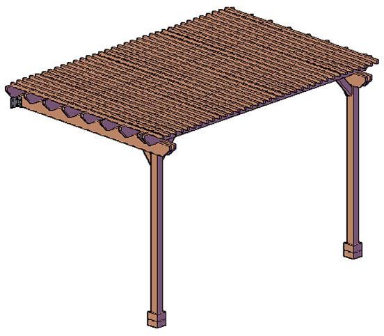 Isometric Views Corner posts are 5 1/2" by 5 1/2" (standard sized 6x6s) and are recessed 12" in from roof dimensions (This can be adjusted to meet your needs just let us know).