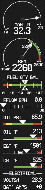 EIS ENGINE INDICATION SYSTEM 1 Instruments EIS 3 2 XPDR/Audio AFCS GPS Nav 5 7 4 6 8 Planning Procedures 9 10 M20R Engine Instrument Display on the MFD 1 Manifold Pressure Gauge 2 RPM Guage 3 Fuel