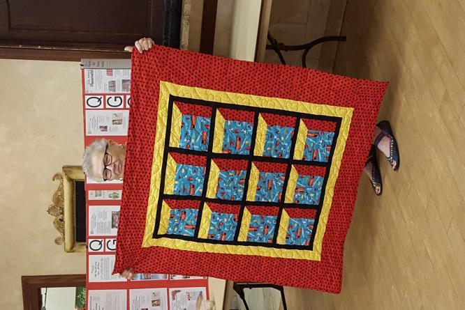 My two friends wanted to make the quilt, bought the pattern, and while they were working on their quilts a third person, Jo Ann Davis decided to make one too.